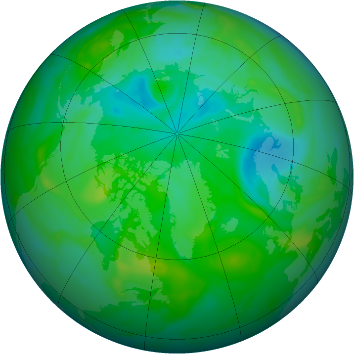 Arctic ozone map for 08 August 2007